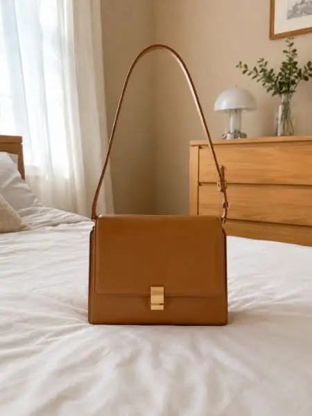A leather shoulder bag listed in the same style
